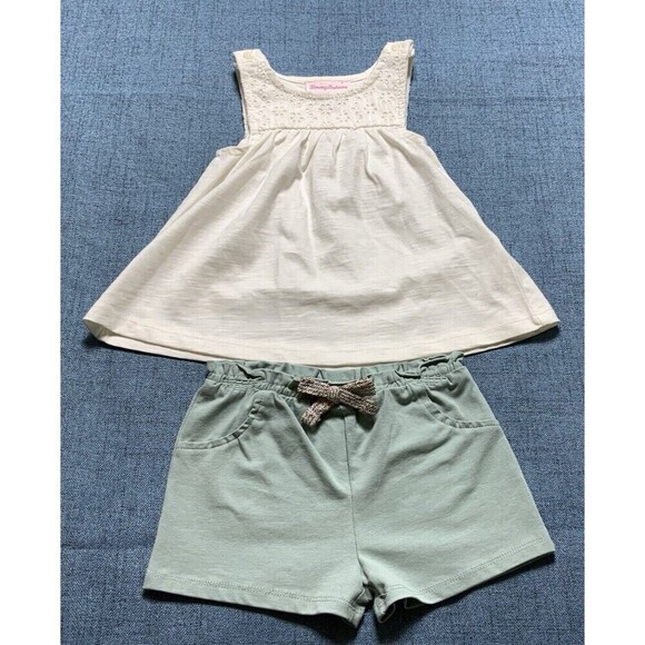 Tommy Bahama Infant Toddler 2pc Short Set Outfit Green White Size 18M NWOT - Picture 1 of 9